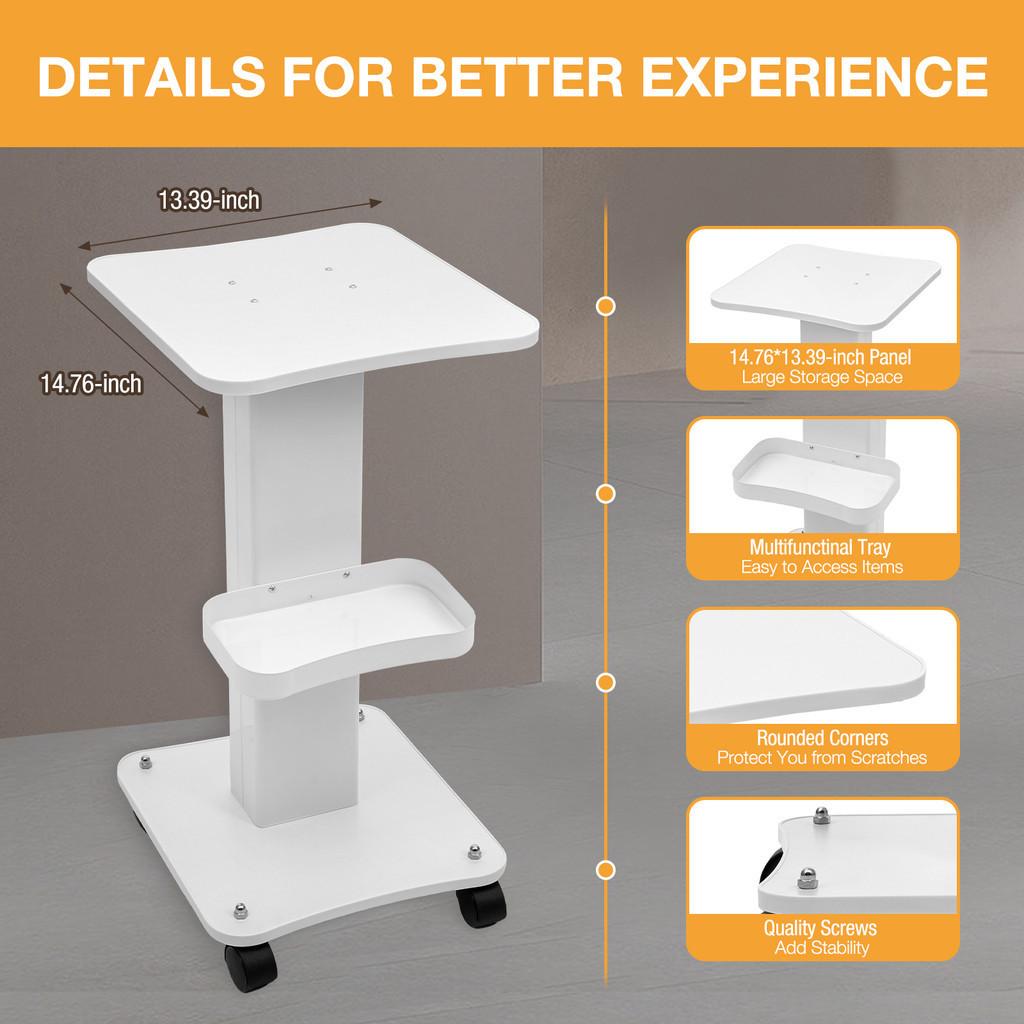 White Beauty Salon Professional Equipment Rolling Trolley Cart Desktop Mobile Storage Rack Multi Layer Storage Tool Tray 35*38*69cm