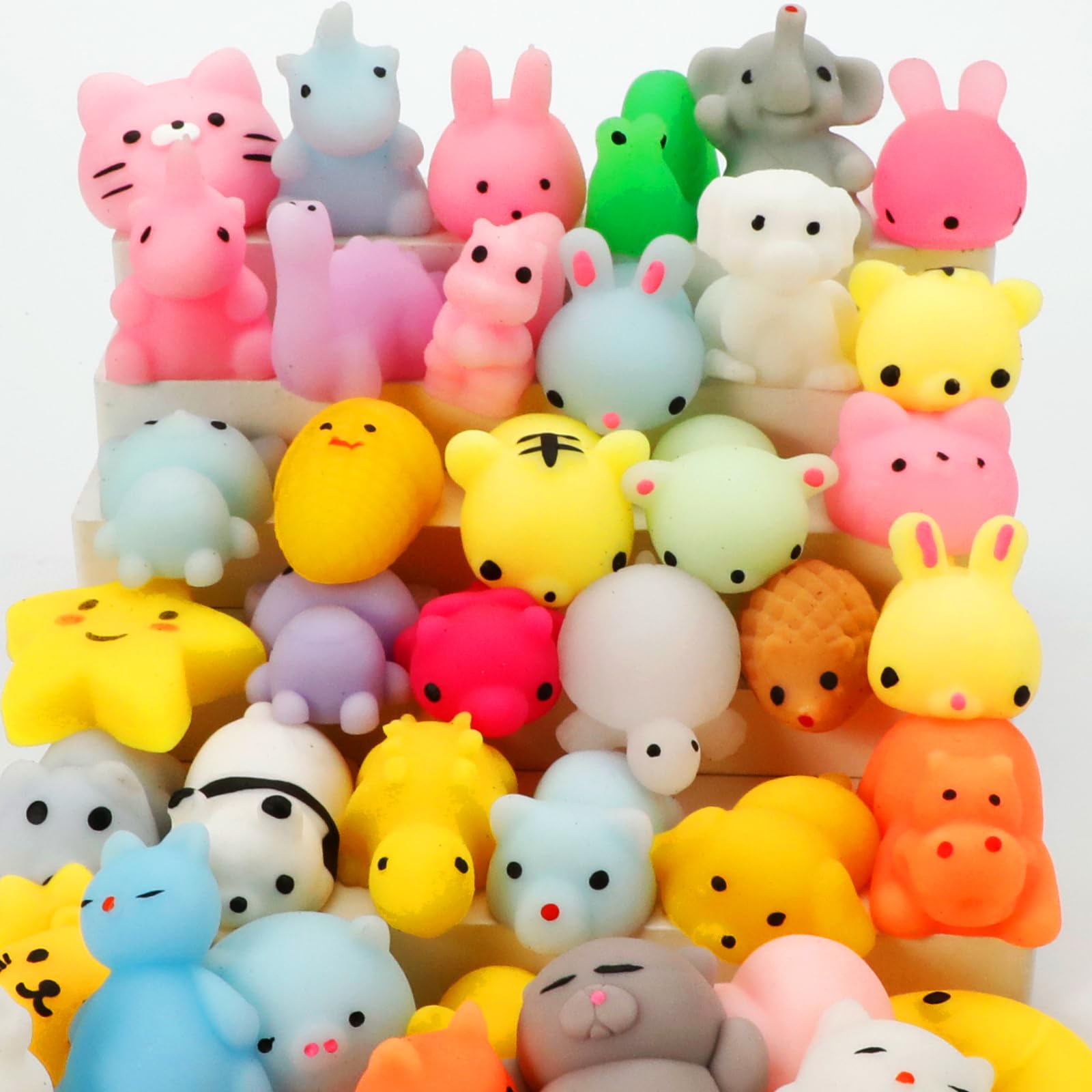 

50-5 Pack Mochi Squishy Toys For Kids,Squishies Sensory Bulk Toys,Stress Relief Toys, Party Favors Mini Animals Toys Set (As shown-7540)-