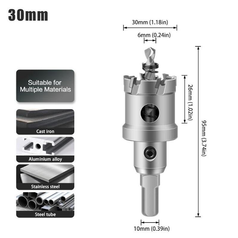 Burghiu cu vârf TCT din carbură, burghiu cu ferăstrău, burghiu cu ferăstrău pentru găurire cu aliaj metalic din oțel inoxidabil