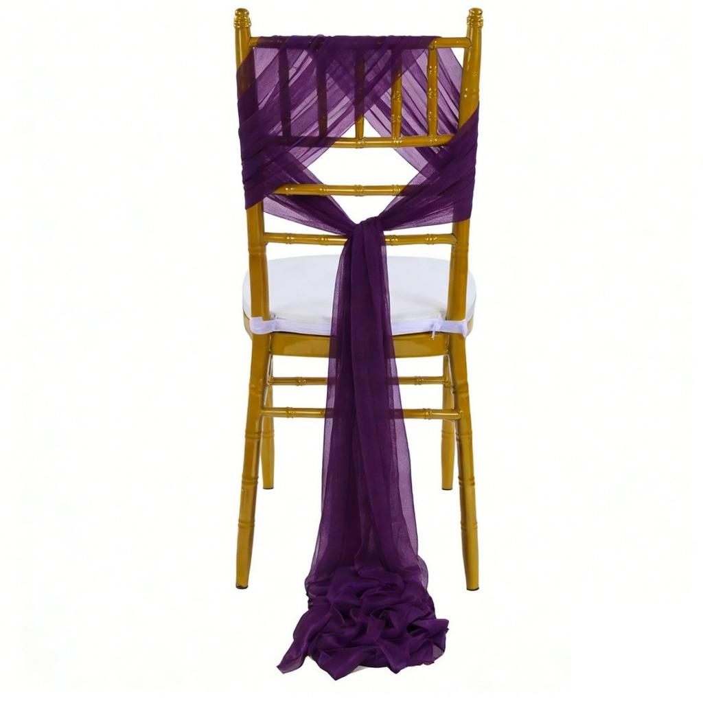 Wedding Chair Sash Beauty Tulle Polyester Streamer Hotel Banquet Decoration Chair Cover Tie Ribbon Bow