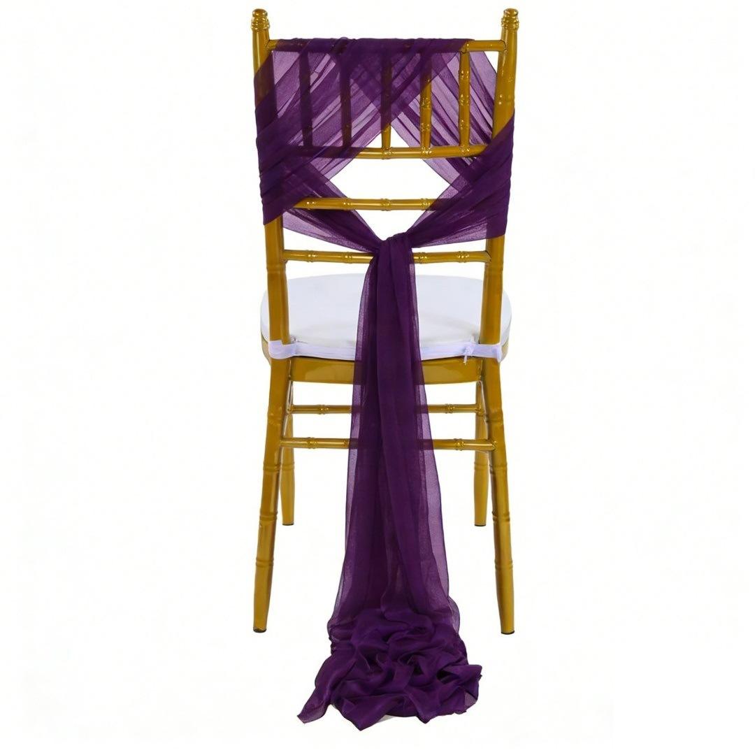 

Wedding Chair Sash Beauty Tulle Polyester Streamer Hotel Banquet Decoration Chair Cover Tie Ribbon Bow