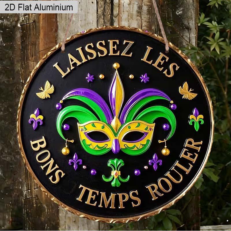 

2D Flat 1pc Mardi Gras Mask Aluminum Decoration Plaque, Laissez Les Bons Temps Rouler Lettering Sign, Carnival Party Decor, Porch Decor, Perfect 7.87×7.87inch