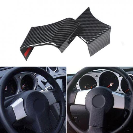 ABS Carbon Fiber Steering Wheel Button Trim For Nissan 350Z Z33 Enthusiast 03-06