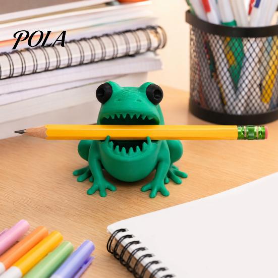 Desktop Pen Storage Cute Frog Holder, 3D Printed Figurine, Cartoon Desk Office Organizer Organizer, Multifunctional for Pens Pencils Markers,