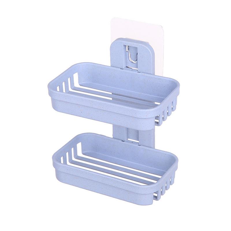 Double-Layer No-Drill Wall-Mounted Soap Dish and Bathroom Organizer