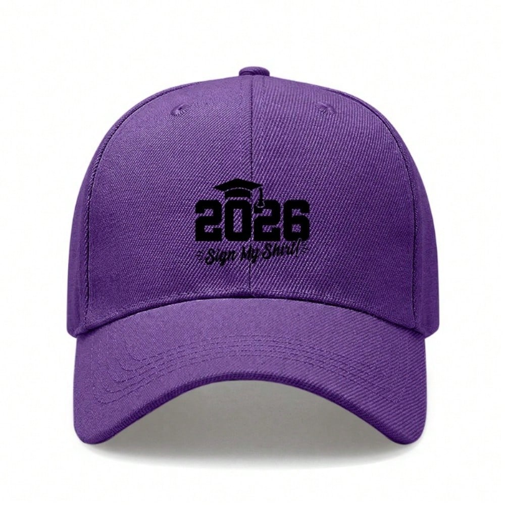 [Graduation Baseball Cap] 2026 Sign My Shirt Print Adjustable Polyester Breathable Casual Cap For Unisex Adults Class Of 2026 Gift