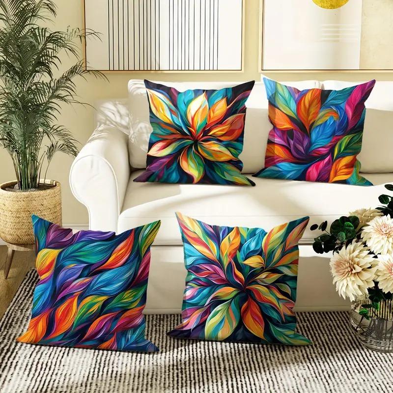 Colorful leaf decorative pillowcase, ultra-soft polyester material living room sofa backrest car pillowcase home decoration
