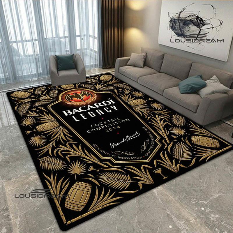 Tappeto stampato con logo Bacardi Tappeto antiscivolo Tappeti da esterno Tappeto per area Tappeto decorativo per camera da letto Tappeto per camera da letto Regalo di compleanno