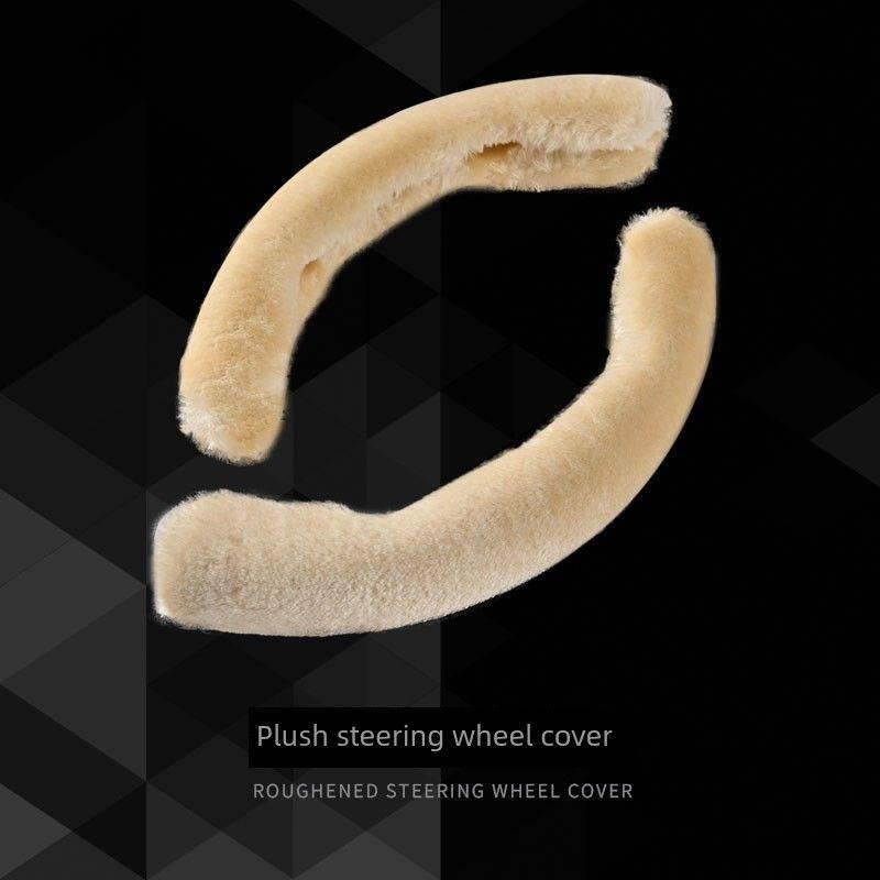 Car Steering Wheel Cover for Women, Winter Plush Warm, Men's Trendy Cute Car Anti-Slip Short Plush Half-Cover Steering Wheel Cover