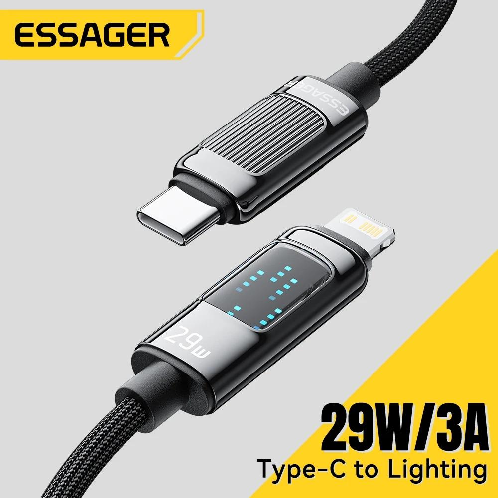 Essager Cabo USB Tipo C PD 29W para iPhone 14 13 12 11 Pro Max Xs 8 7 Carregamento rápido USB C para iPad Air Carregador Cabo de dados