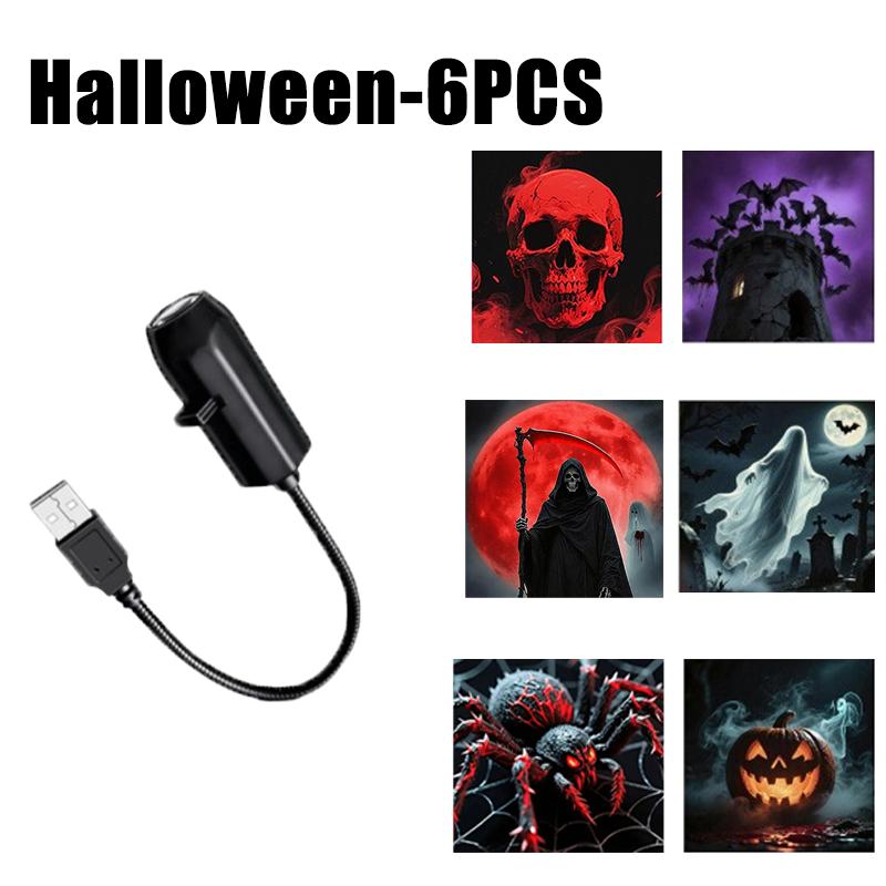 Halloween USB Projector Light Skull Ghost Pattern Switchable LED Night Lamp for Spooky Party Decor Haunted House Ambiance