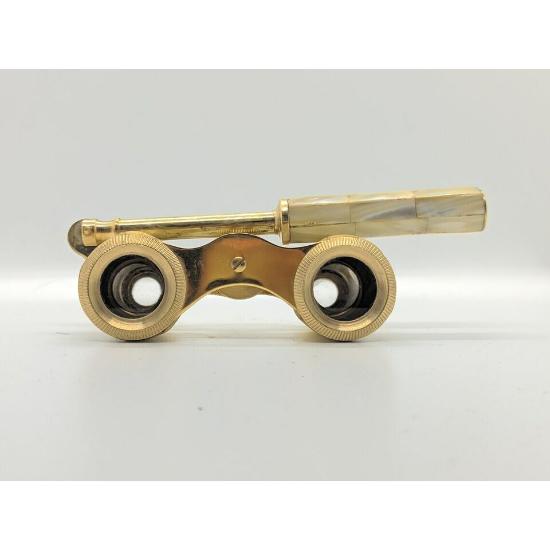 Antyczna mosiężna lornetka operowa z masy perłowej i uchwytem, lornetka żeglarska na prezent