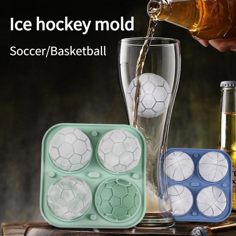 Large Ice Cube Tray Round Ice Molds Soccer Ball & Basketball Shapes Easy Release Silicone Molds Suitable for Whiskey Drinks
