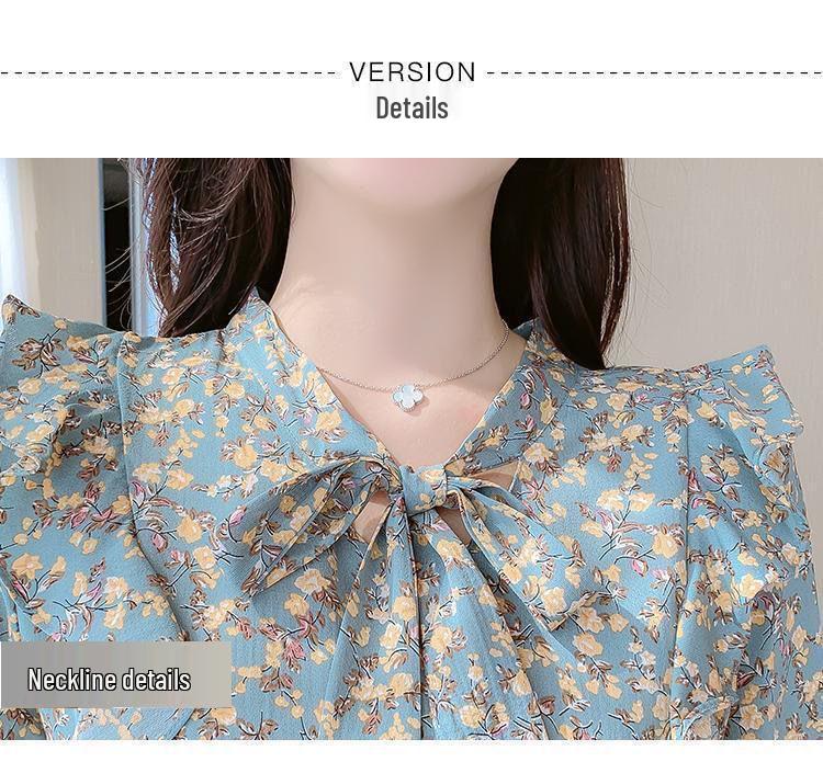 Goddess Style Slimming Ruffled Floral Tea-length Dress