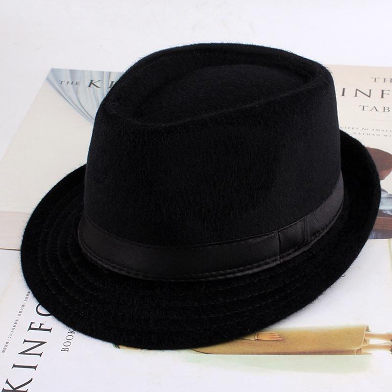 Autumn and winter men's top hat, Frannie plaid fabric warm middle-aged and elderly jazz hat casual top hat men's hat