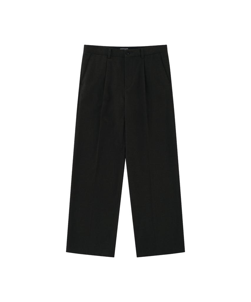 Honguseong Onetuck Wide Flat Trousers_Khaki