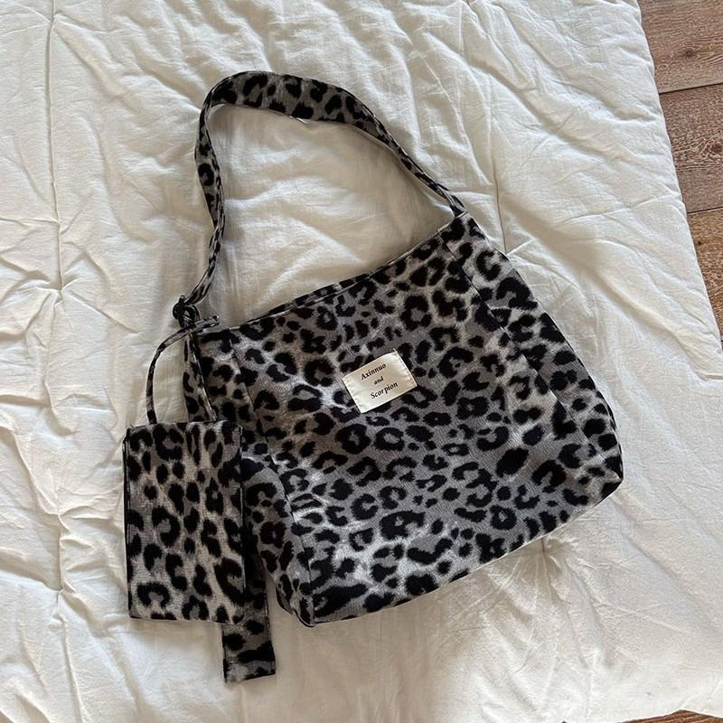 New simple leopard print bag, women's versatile commuting large-capacity satchel, student class child and mother tote bag