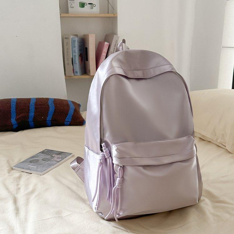 Schoolbag school bag solid color simple college student Japanese versatile backpack ins large capacity girl light backpack lazy wind
