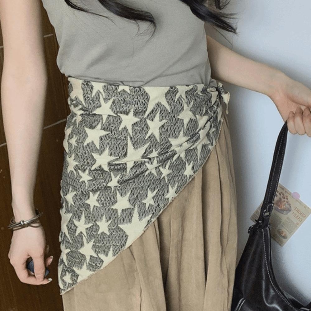 Wasteland Style Star Hair Scarf Hip Hop Knitted Tube Top Headwear Y2K Hip Scarf Streetwear