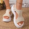 Fashion Hollow Out Knit Platform Sandals for Women 2025 Summer Fashion Breathable Sports Sandals Woman Thick Sole Non Slip Walking Shoes