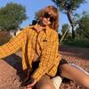 American Plaid Long-Sleeve Frayed Hem Cardigan Shirt