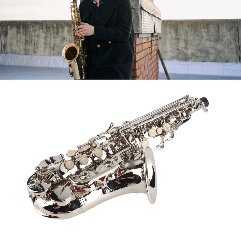 Soprano Saxophone BB Key Brass Sax Complete Set Kit with Accessories Portable Case