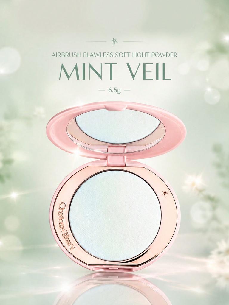 Charlotte Tilbury Airbrush Flawless Finish Powder | Matte Blurring Finish | Mint Veil | 6.5g / 0.22 oz.