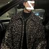 Stylish Leopard Print Wool Blend Jacket Men Women Casual Chic Oversized Coat Lightweight Outerwear