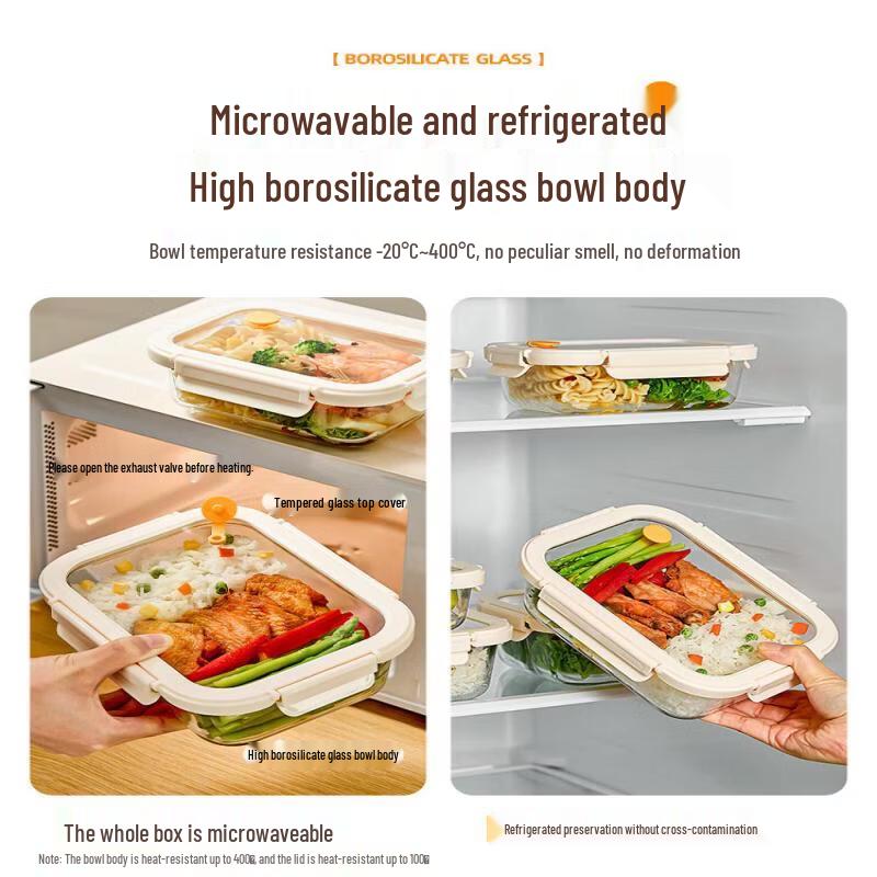 Glass Microwaveable Lunch Box & Food Storage Containers