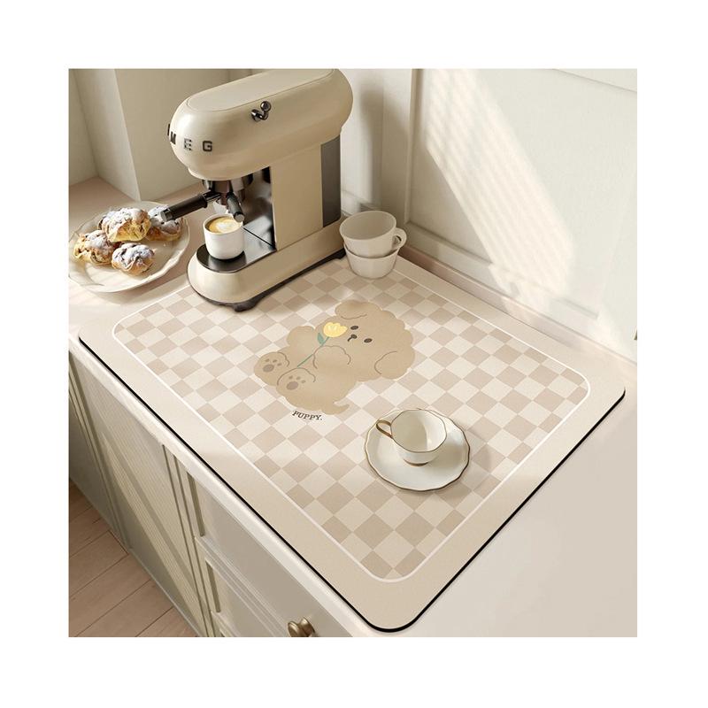 Cartoon Diatom Mud Kitchen Mat - Anti-Scald, Heat Insulation, Quick-Dry, Oil-Proof, Waterproof, Water-Absorbing Table Mat.