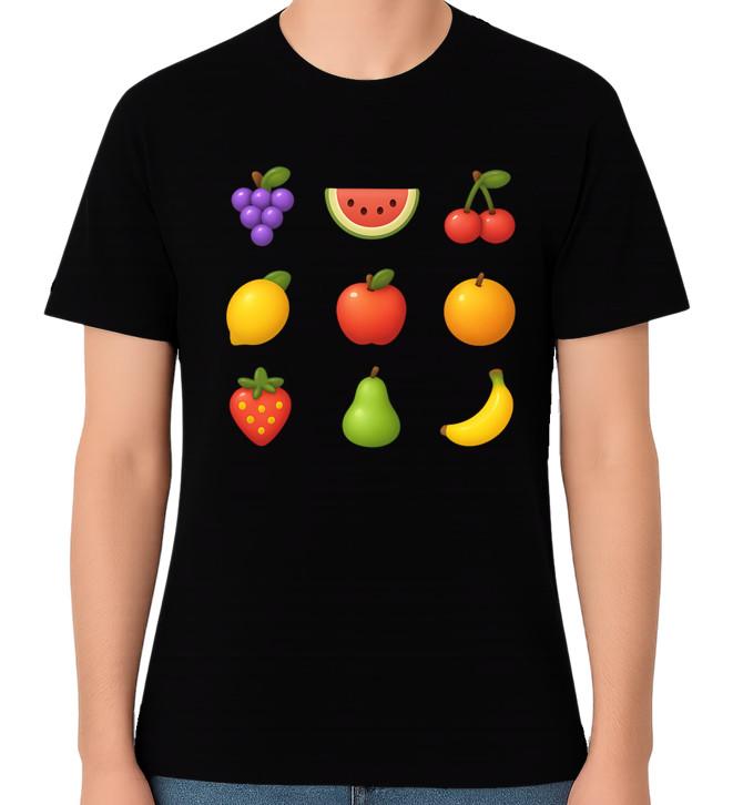 

Cute Fruit Icons Emoji Style Unisex Graphic T-Shirt Colourful Fun Tee 5XL різнокольоровий