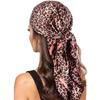 Leopard Scarves Women Leaf Print Foulard Satin Square Head Hijab Scarf Ladies Luxury Brand Shawls Bandana Female Muffler Scarf