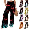 Women's Casual Time Straight Leg Pants Print High Waist Pants With Pockets