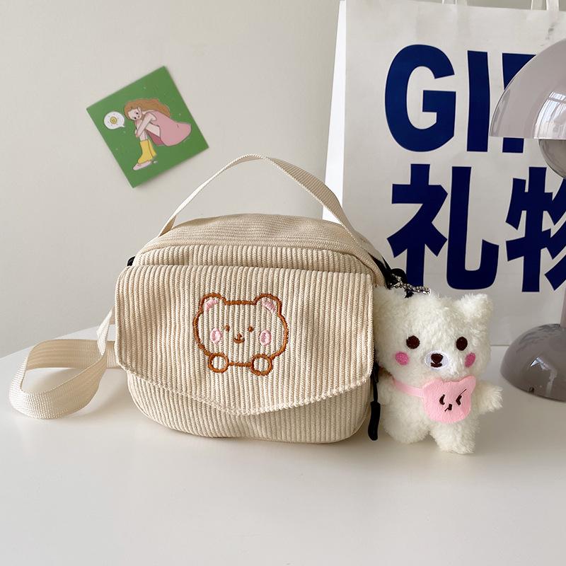 Forest Style Corduroy Crossbody Bag - Cute Cartoon Canvas, Perfect for High School Students & Trendsetters