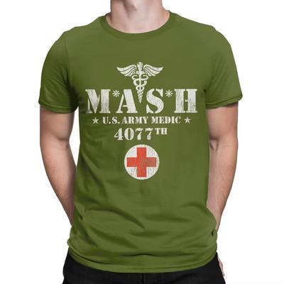 Mash 4077 Verano Oversize Cuello Redondo Harajuku Retro Moda Hombres Camisetas Manga Corta Alta Calidad Casual Divertido Algodón Hombres Tops