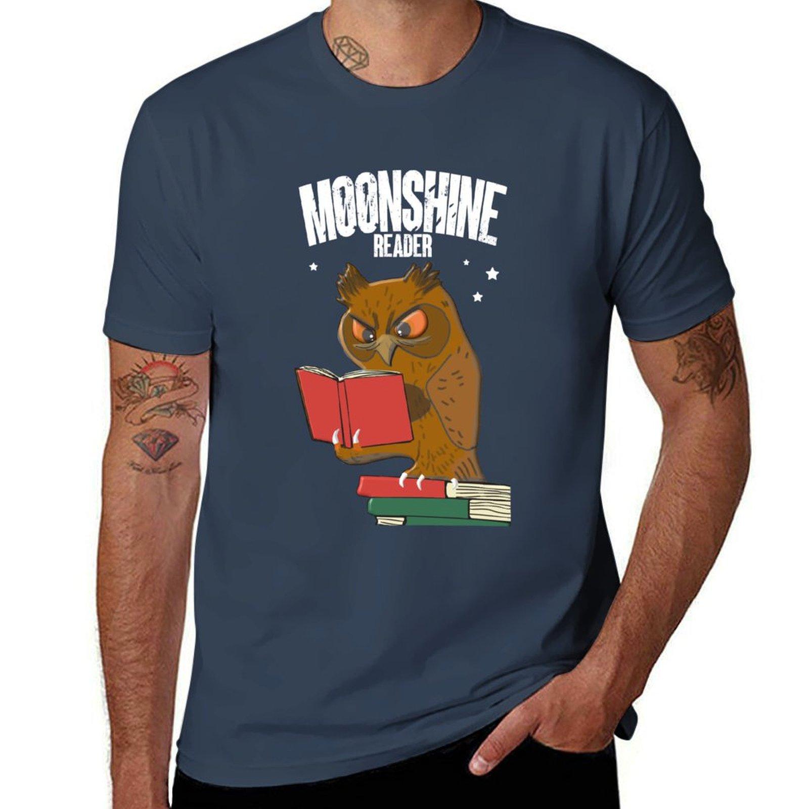 

Moonshine Reader Книги Читающая Сова Футболка простые футболки кавайная одежда футболки для мужчин хлопок S