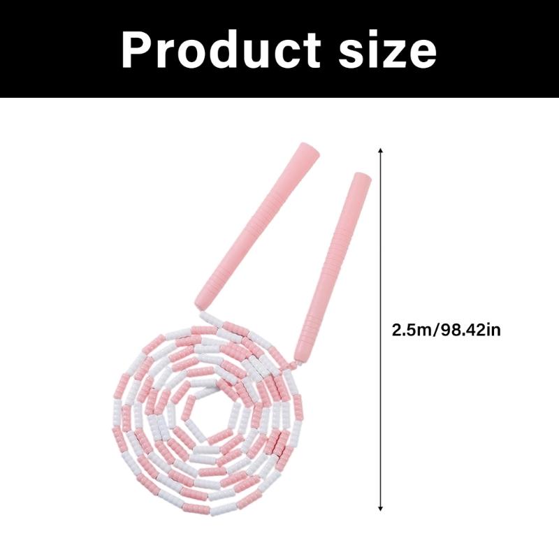 Regulable Length Colorful Beads Jump Rope with Nonslip Handle Durability Plastic Jump Rope for Sports Training