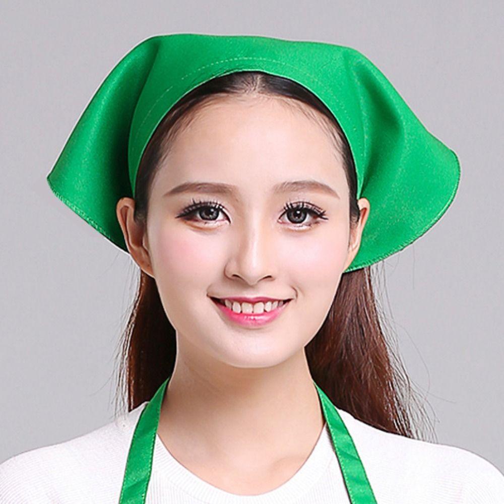 Cotton Kitchen Work Cap Triangle Waitress Hat Catering Cooking Cap Chef Hat  Chef