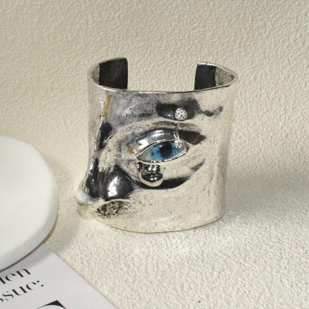 

Винтажные браслеты для глаз из цинкового сплава с цинковым покрытием, геометрические браслеты-манжеты Пять чувств , подарок для девушек серебряный