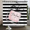 Perfume Bottle Flower Shower Curtain Set Black White Stripes Fashion Girl Woman Bathroom Decor Polyester Bath Curtains Hooks