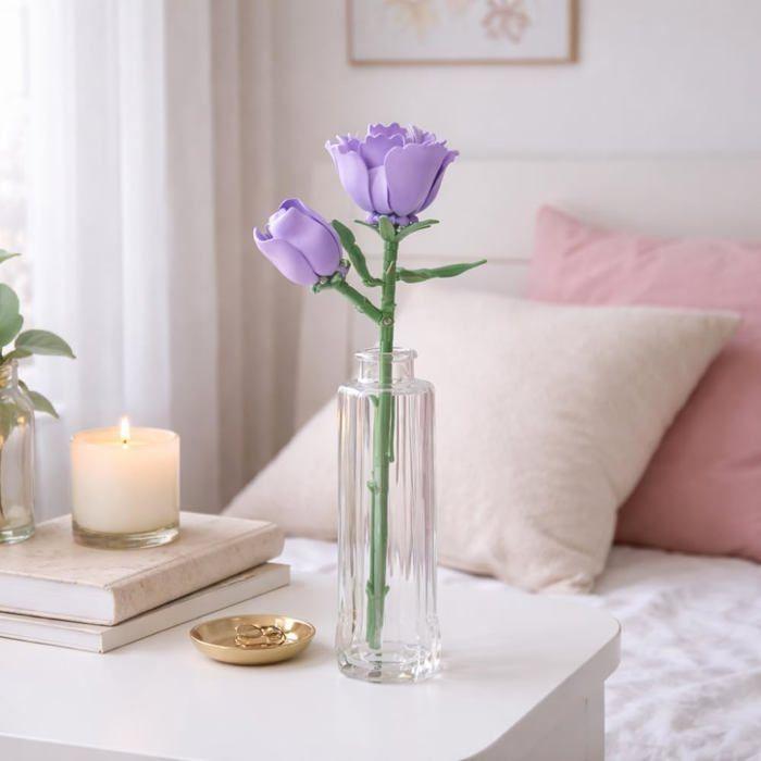 Fleur Décorative à Construire - Rose Mauve - 48 Pièces - Plastique ABS - DIY Relaxant