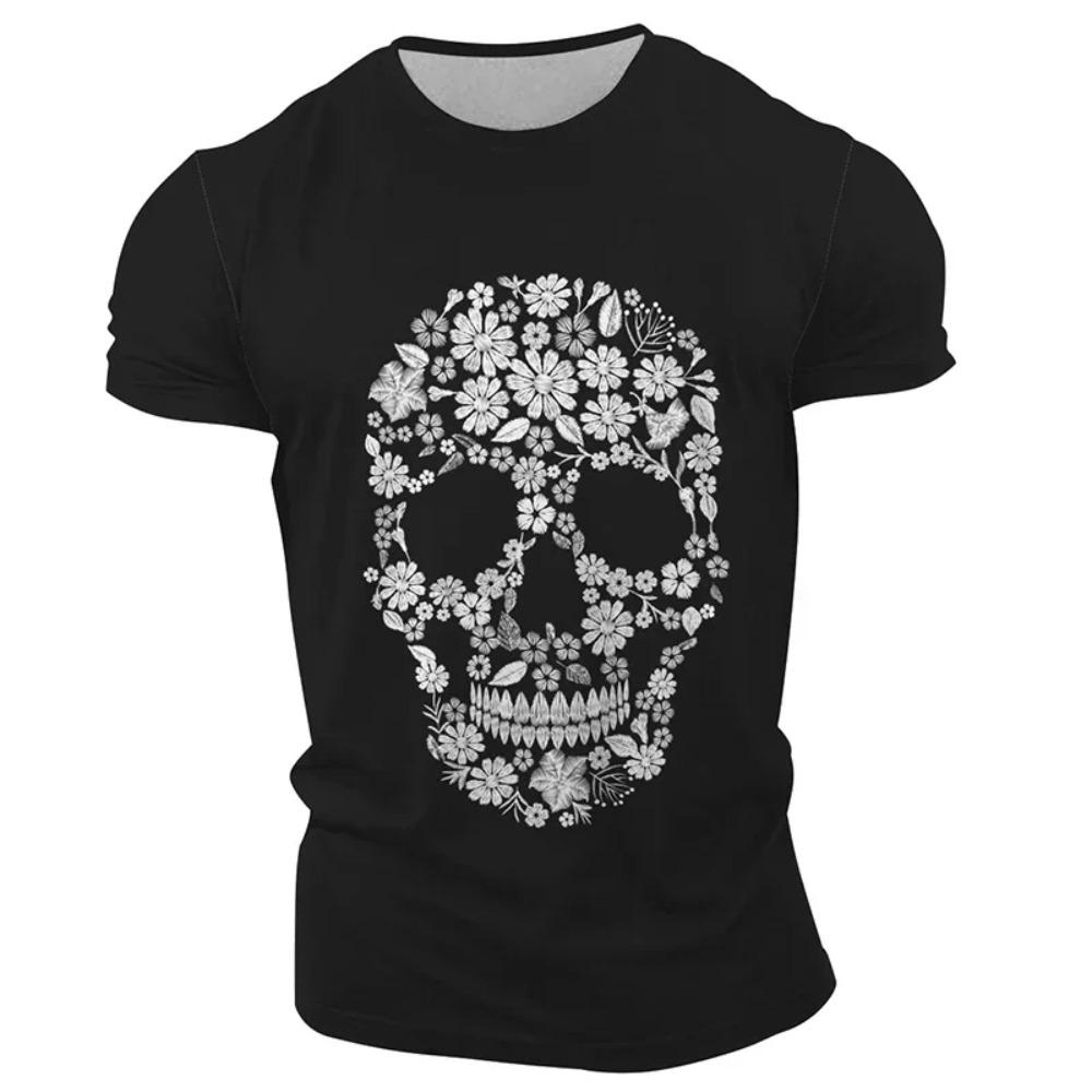 Summer Classic Casual Retro Horror Skull 3d Printed Men's T-shirt O Neck Short Sleeve Oversized Loose Casual Hip Hop Street Top