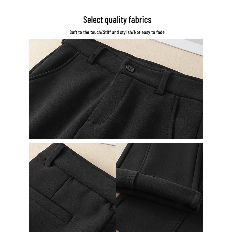 Black Velvet Micro Flare Pants - Women's Autumn/Winter 2025 Slim-Fit, Thickened, Stylish Fashion
