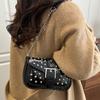 Y2K Rivet Shoulder Bag Retro Motorcycle Bag Punk Chain Crossbody Bags  Streetwear