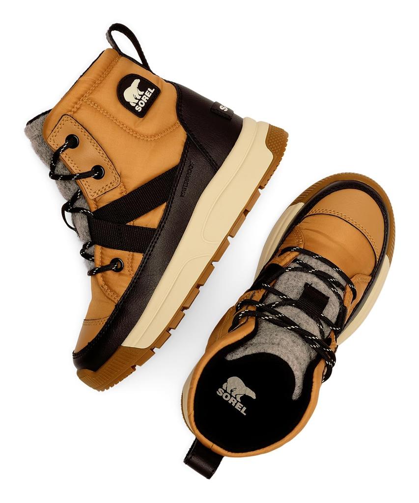 Sorel Kids' Whitney 3 Mid Waterproof Boots, Size 24.0cm, Tawny Buff, Black