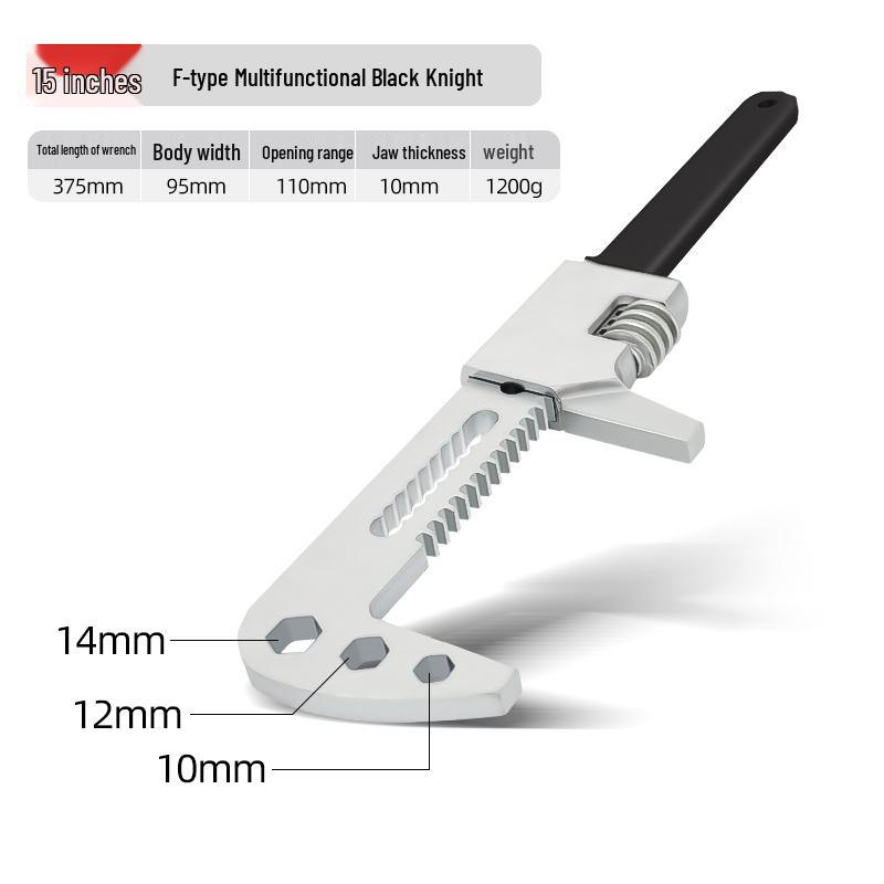 Large Opening Adjustable F-Type Multi-Function Right Angle Pipe Wrench Tool