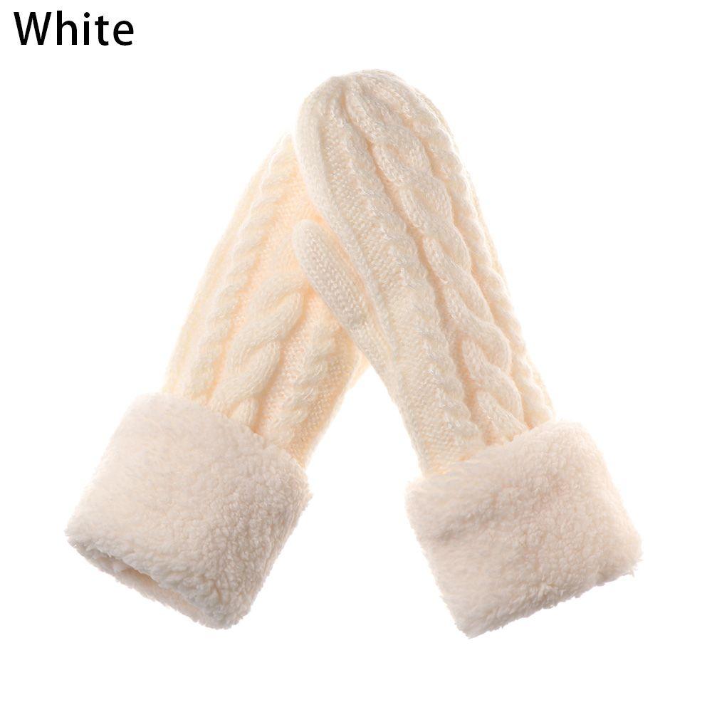 

Мода Твист Цветы Утолщенная Вязальная Шерсть Женские Перчатки Полпальца Женские Варежки белый