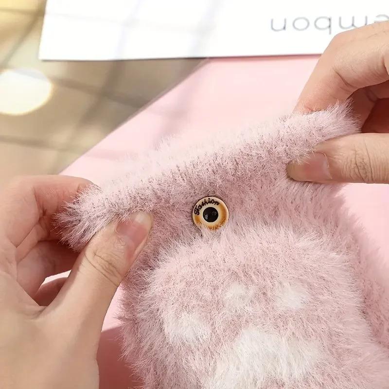 Plush Gloves For Women, Winter Warmth, Exposed Finger Flip Gloves, Outdoor Cycling Gloves, Thickened Cold Resistant Gloves