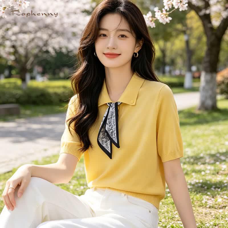 Women s Tencel Blend Short Sleeve Polo Knit Shirt M
