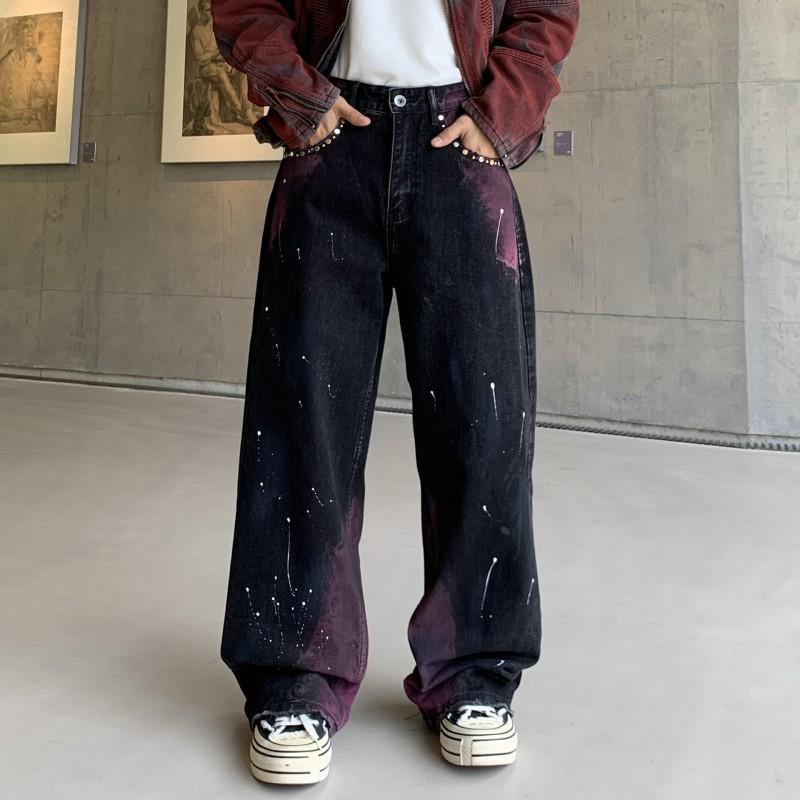 Mens Wide Leg Straight Cut Denim